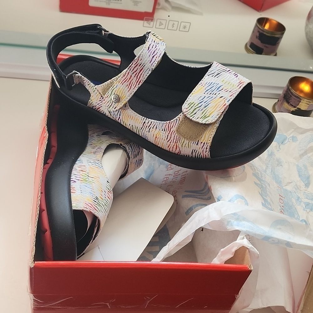Wolky rainbow zebra Rio leather sandals womens 41 nib shoes colorful comfort new - Picture 2 of 8